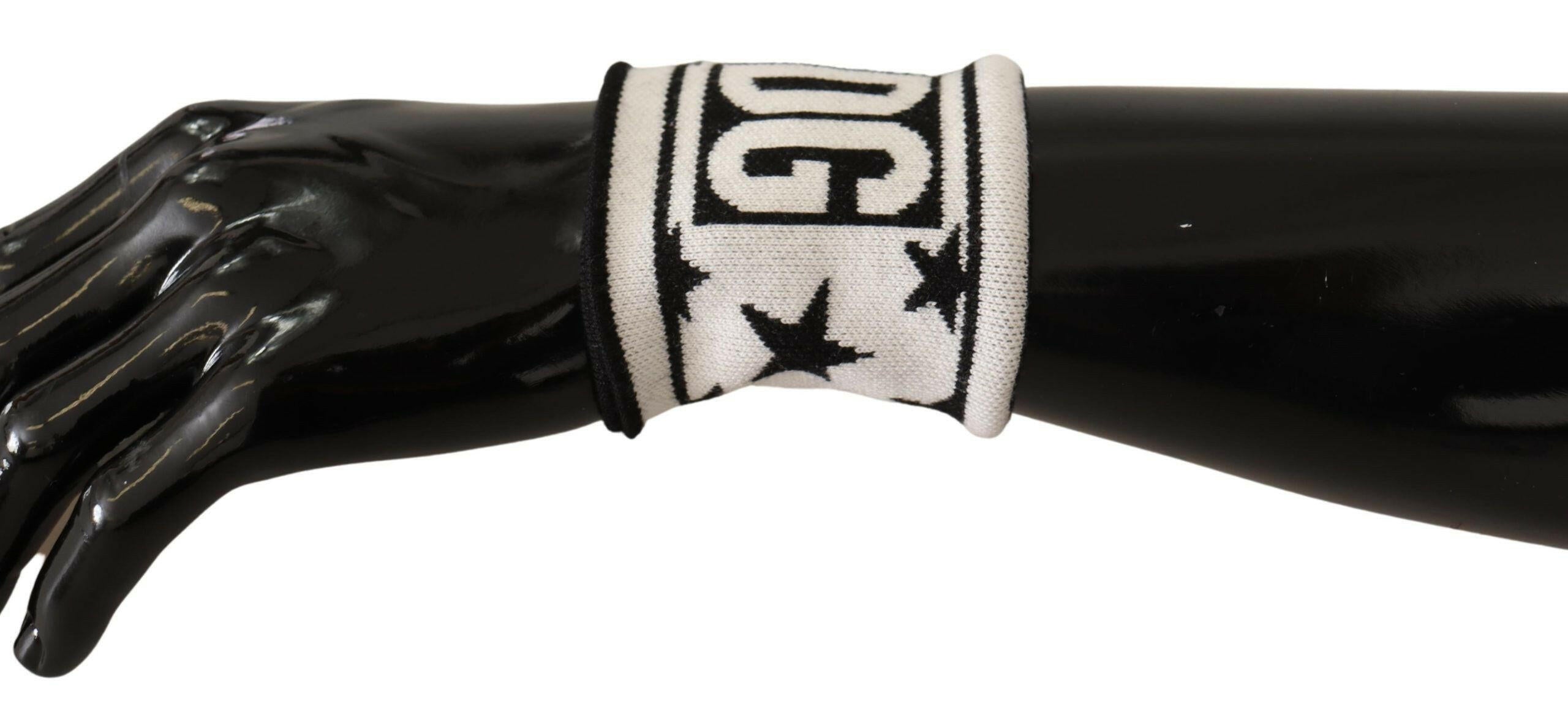 Dolce & Gabbana White Black Wool Logo #DGMILLENNIALS Wristband -   -  Dolce & Gabbana.
