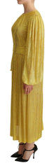 Dolce & Gabbana Yellow Crystal Mesh Pleated Maxi Dress -   -  Dolce & Gabbana.