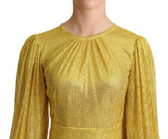 Dolce & Gabbana Yellow Crystal Mesh Pleated Maxi Dress -   -  Dolce & Gabbana.