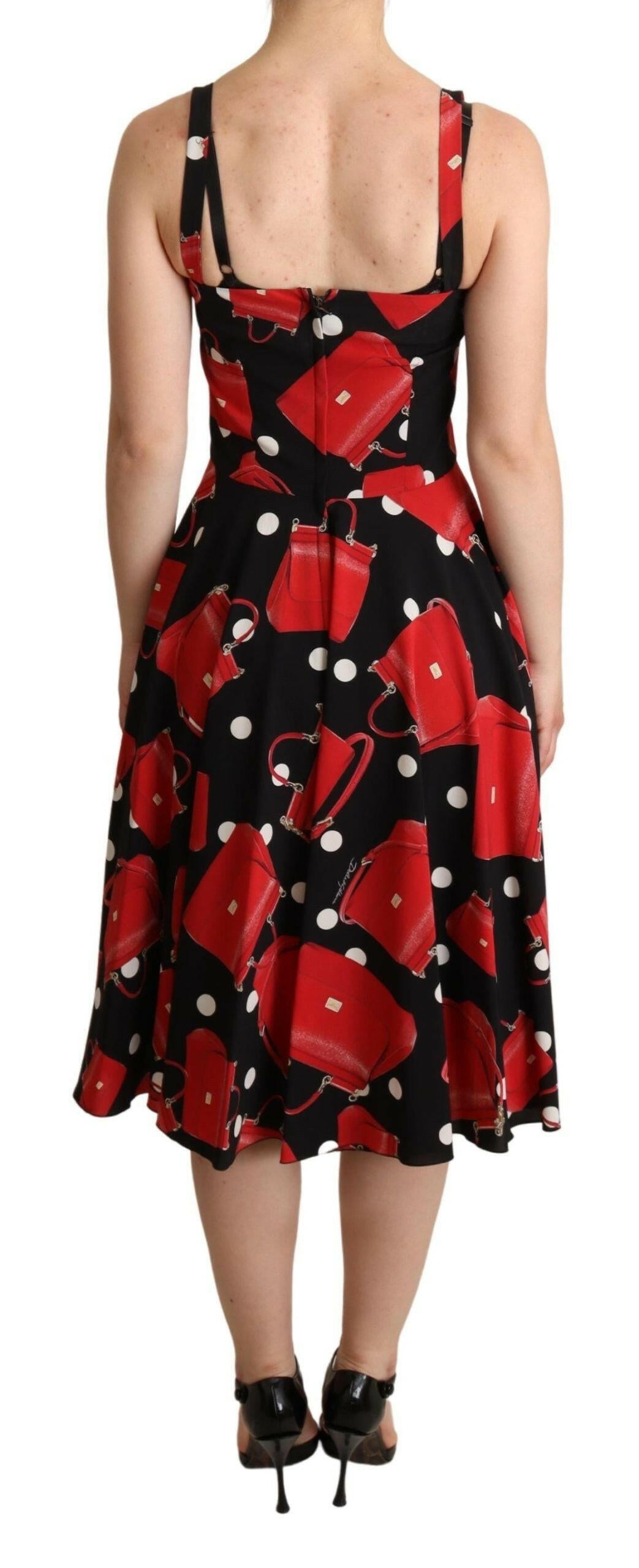 Dolce & Gabbana Black Red Bag Print A-line Mid Length Dress -   -  Dolce & Gabbana.