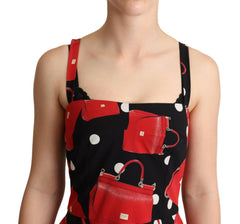 Dolce & Gabbana Black Red Bag Print A-line Mid Length Dress -   -  Dolce & Gabbana.