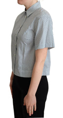 Dolce & Gabbana White Blue Polka Dot Cotton Shirt -   -  Dolce & Gabbana.