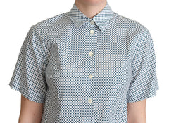 Dolce & Gabbana White Blue Polka Dot Cotton Shirt -   -  Dolce & Gabbana.