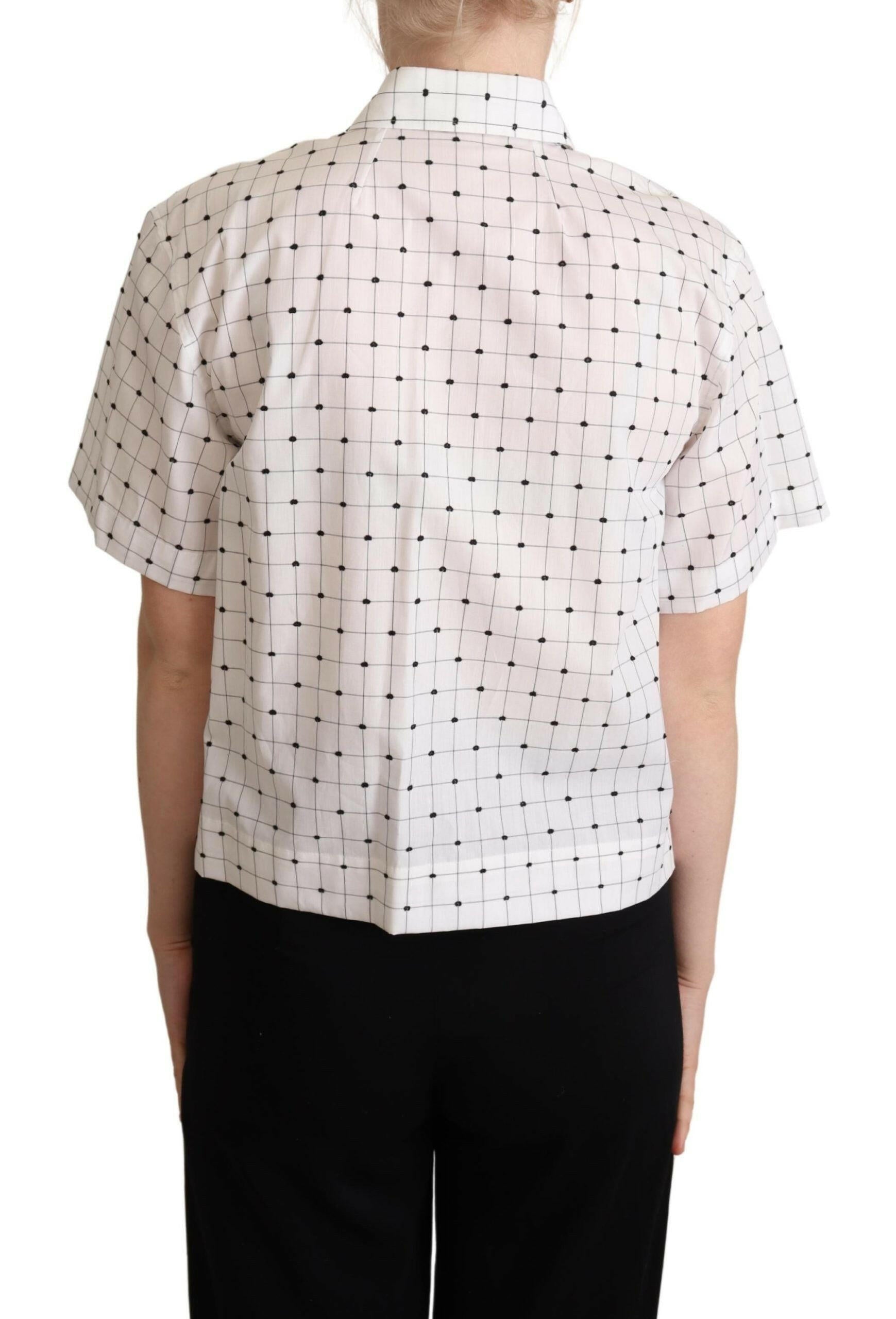 Dolce & Gabbana White Polka Dot Cotton Collared Shirt Top -   -  Dolce & Gabbana.