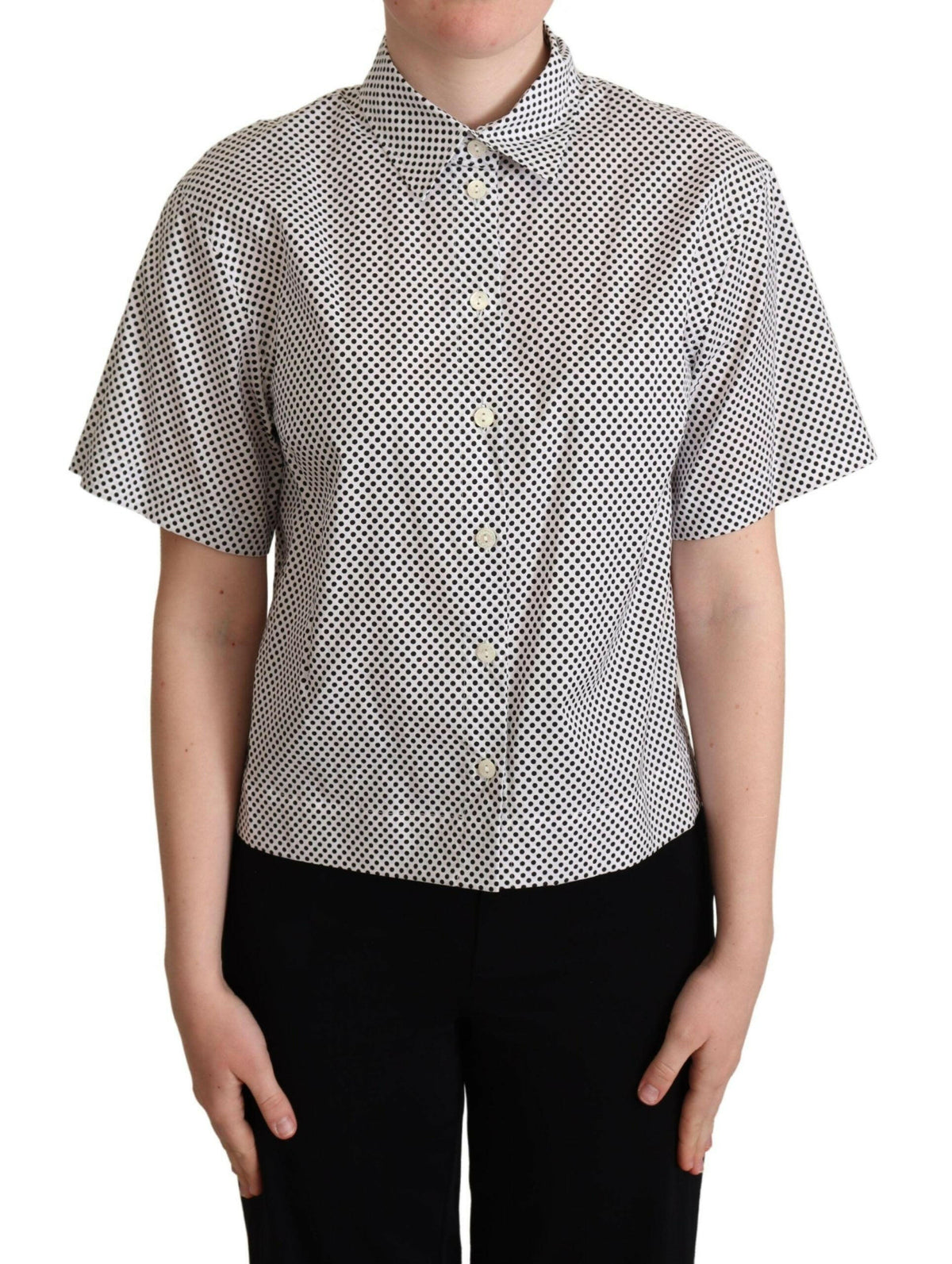 Dolce & Gabbana Black Polka Dot Collared Shirt White -   -  Dolce & Gabbana.
