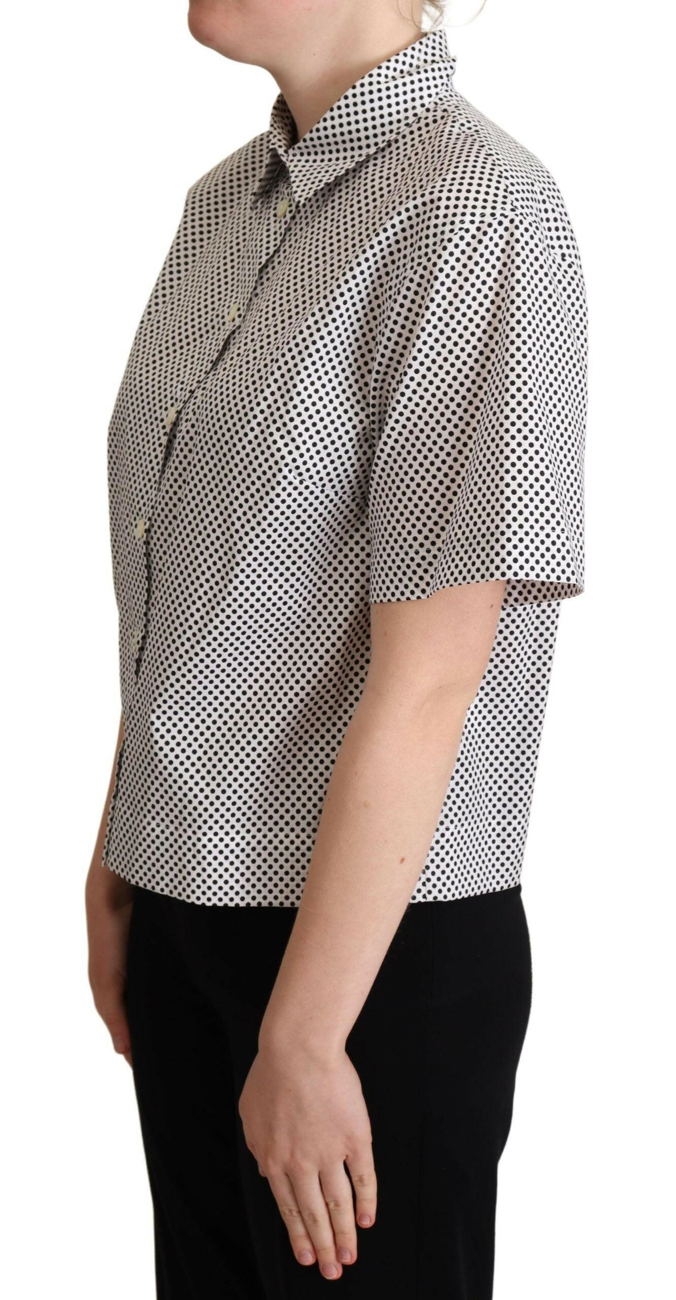 Dolce & Gabbana Black Polka Dot Collared Shirt White -   -  Dolce & Gabbana.