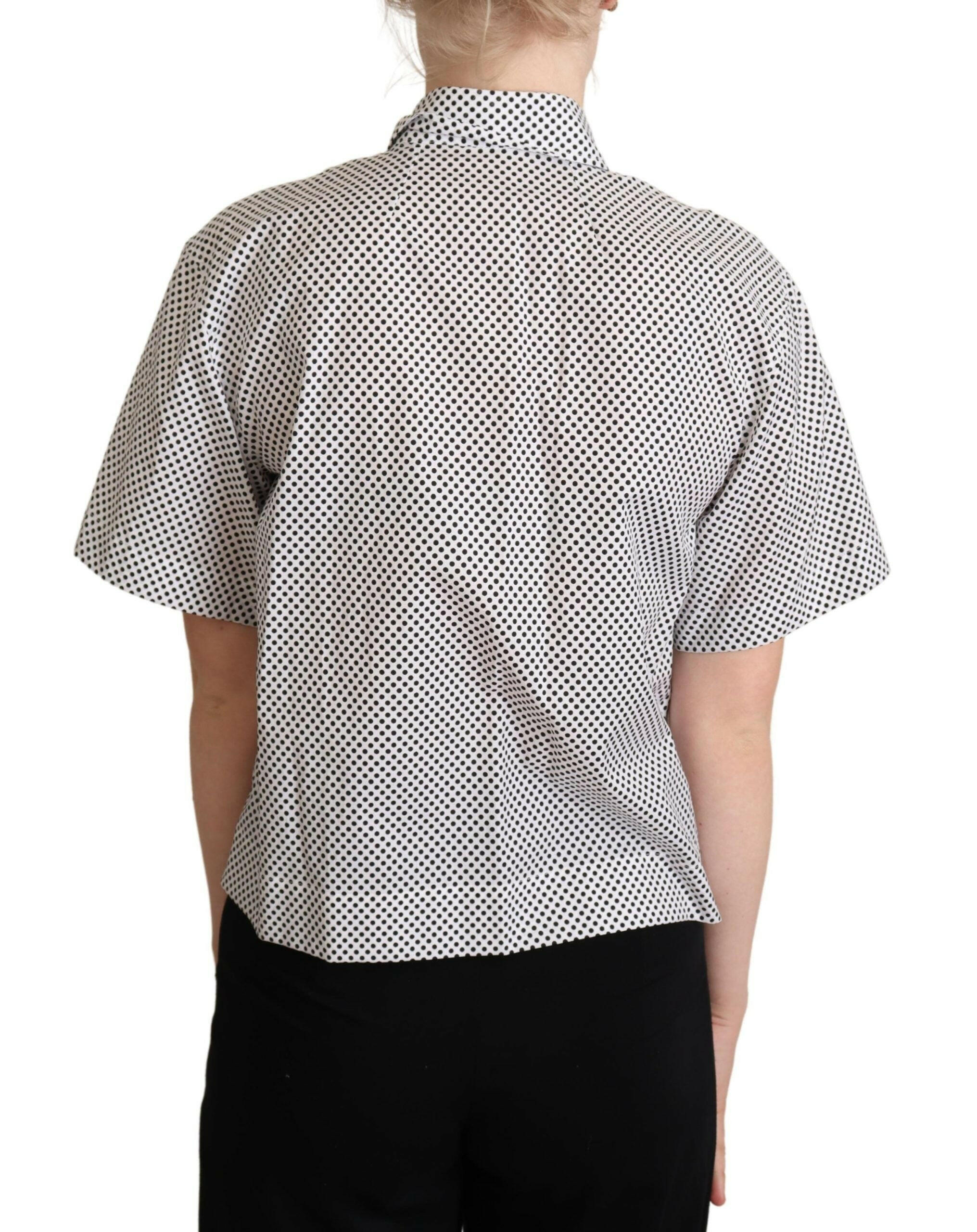 Dolce & Gabbana Black Polka Dot Collared Shirt White -   -  Dolce & Gabbana.