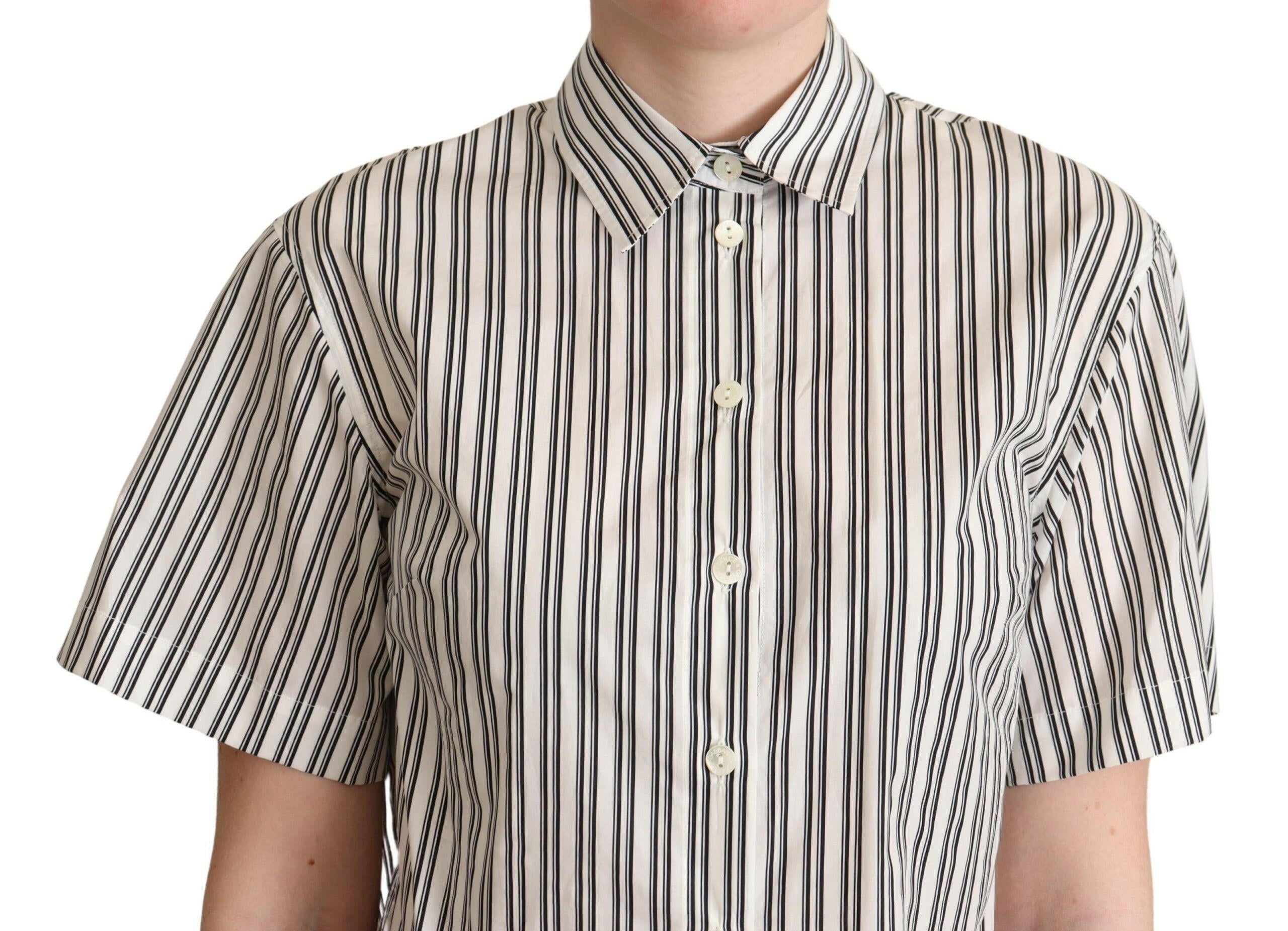 Dolce & Gabbana White Black Striped Shirt Blouse Top -   -  Dolce & Gabbana.