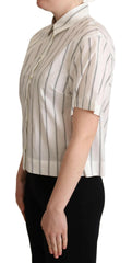 Dolce & Gabbana White Black Stripes Collared Shirt Top -   -  Dolce & Gabbana.