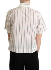 Dolce & Gabbana White Black Stripes Collared Shirt Top -   -  Dolce & Gabbana.