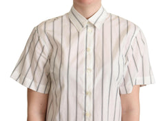 Dolce & Gabbana White Black Stripes Collared Shirt Top -   -  Dolce & Gabbana.