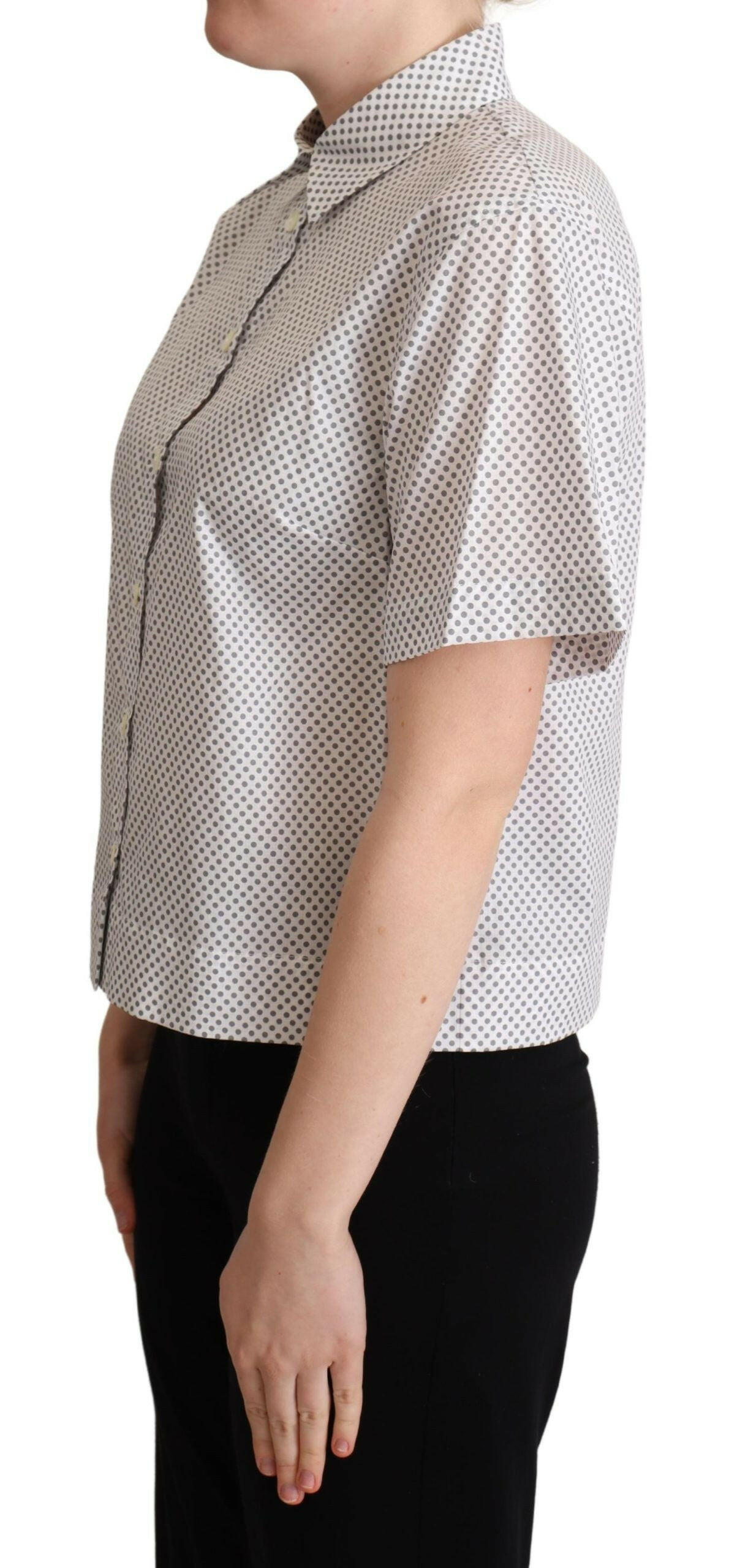 Dolce & Gabbana White Gray Polka Dots Collared Button Shirt -   -  Dolce & Gabbana.