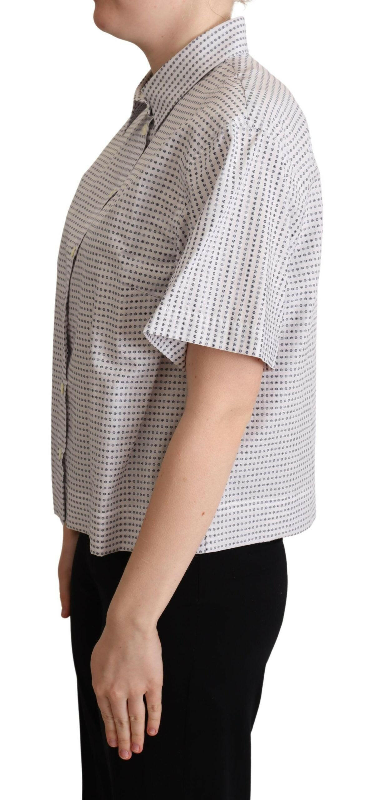 Dolce & Gabbana White Polka Dots Collared Blouse Shirt -   -  Dolce & Gabbana.