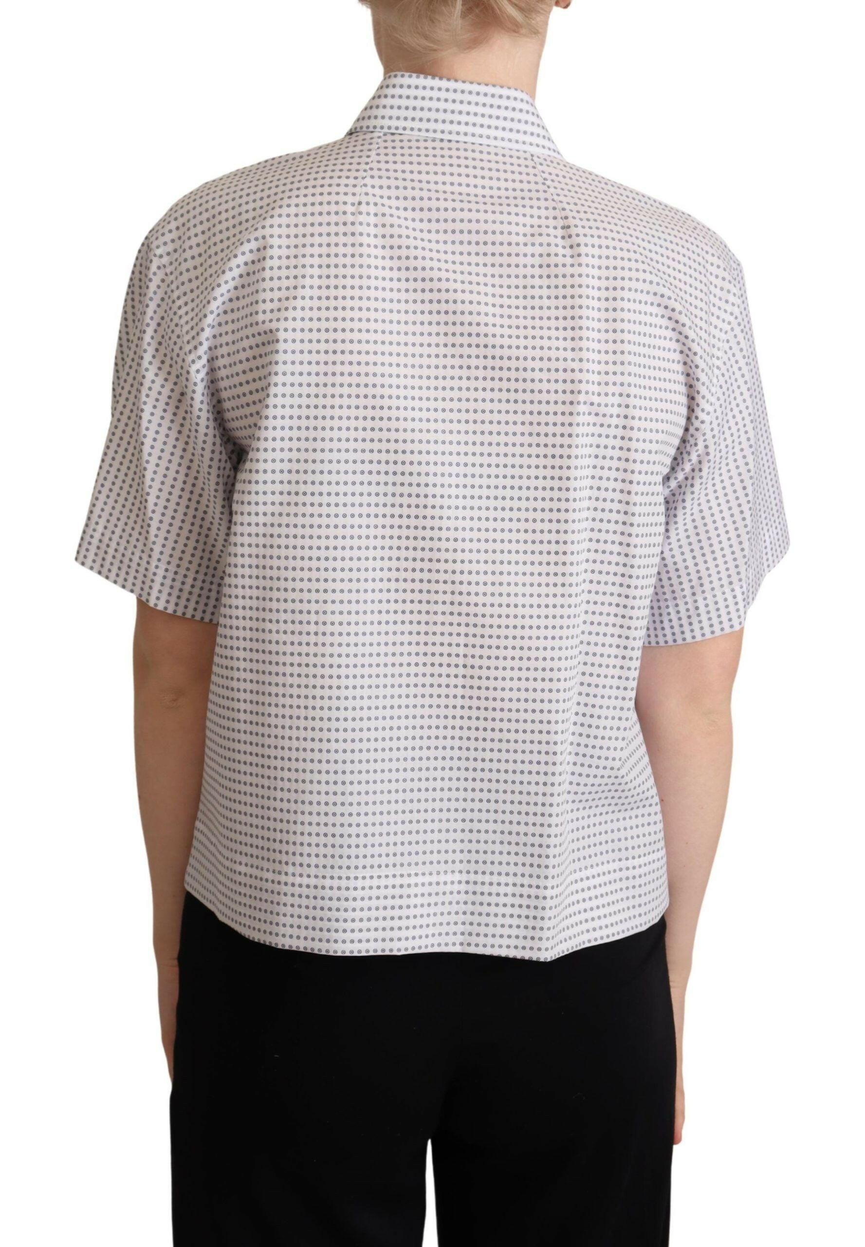 Dolce & Gabbana White Polka Dots Collared Blouse Shirt -   -  Dolce & Gabbana.