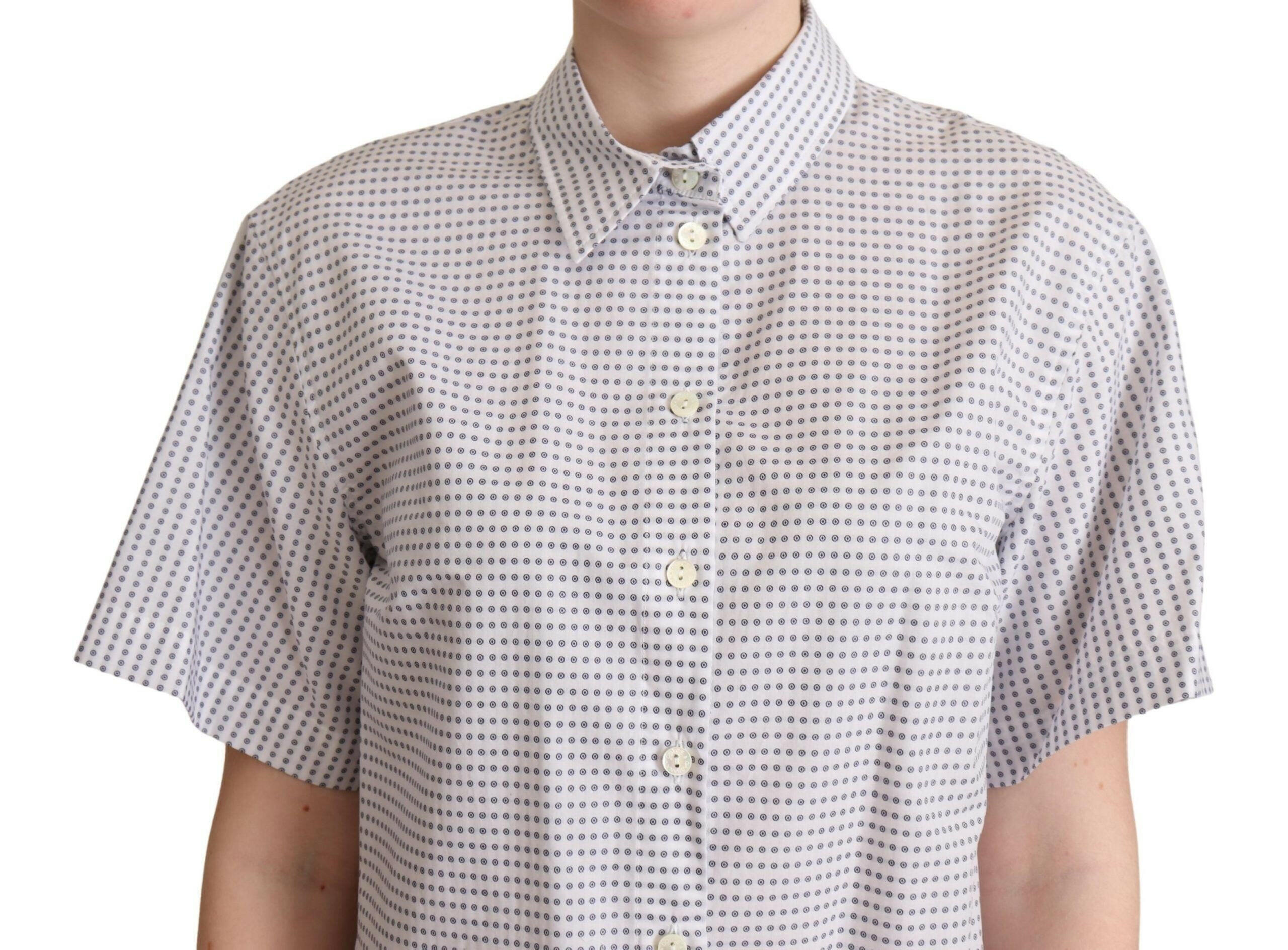 Dolce & Gabbana White Polka Dots Collared Blouse Shirt -   -  Dolce & Gabbana.