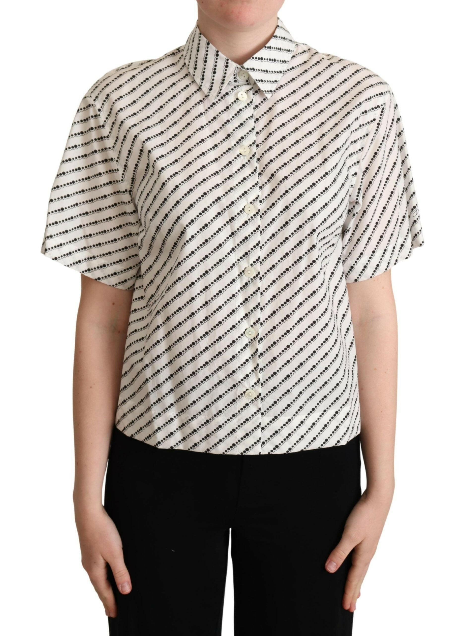 Dolce & Gabbana White Dotted Collared Blouse Shirt -   -  Dolce & Gabbana.