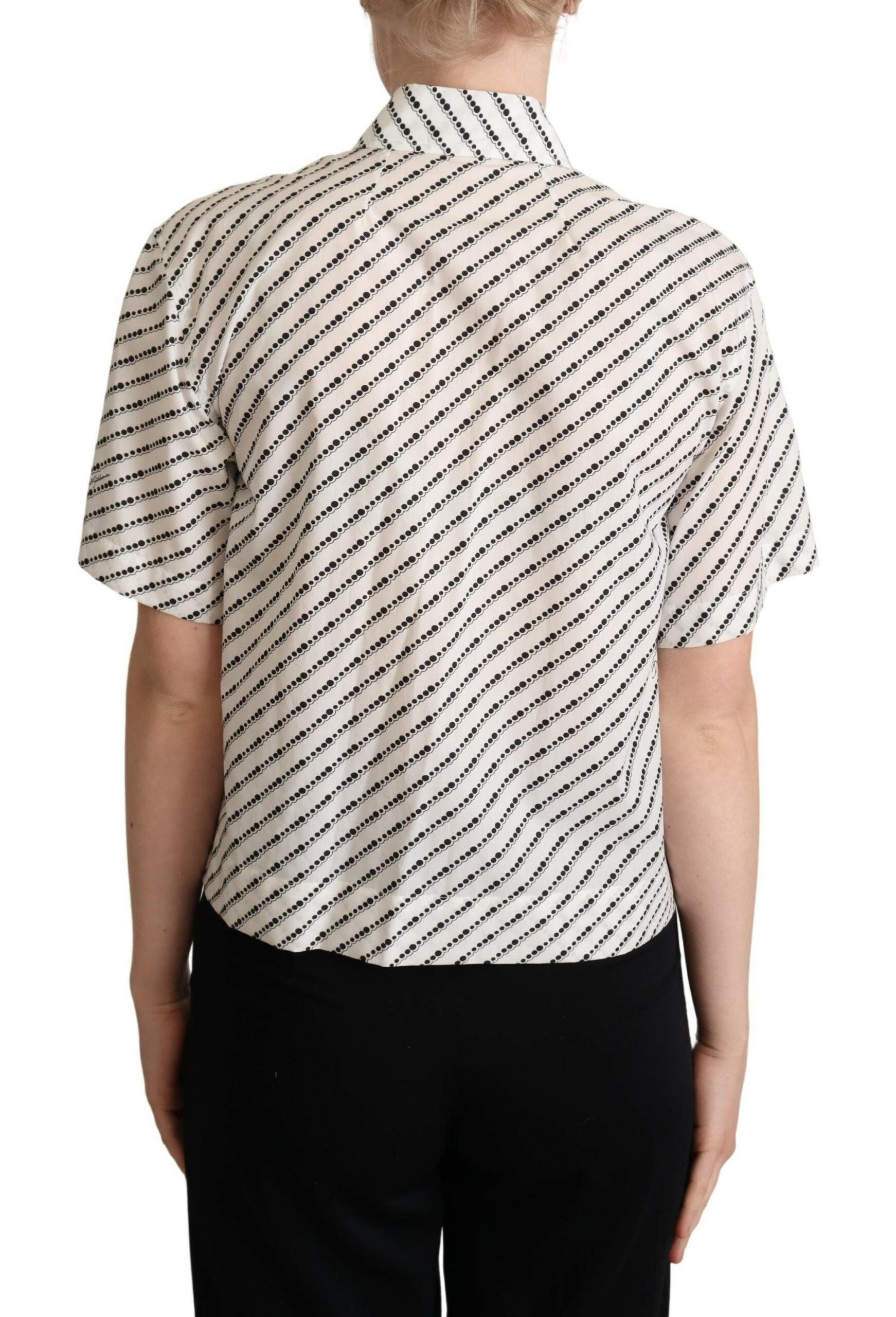Dolce & Gabbana White Dotted Collared Blouse Shirt -   -  Dolce & Gabbana.