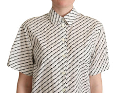 Dolce & Gabbana White Dotted Collared Blouse Shirt -   -  Dolce & Gabbana.