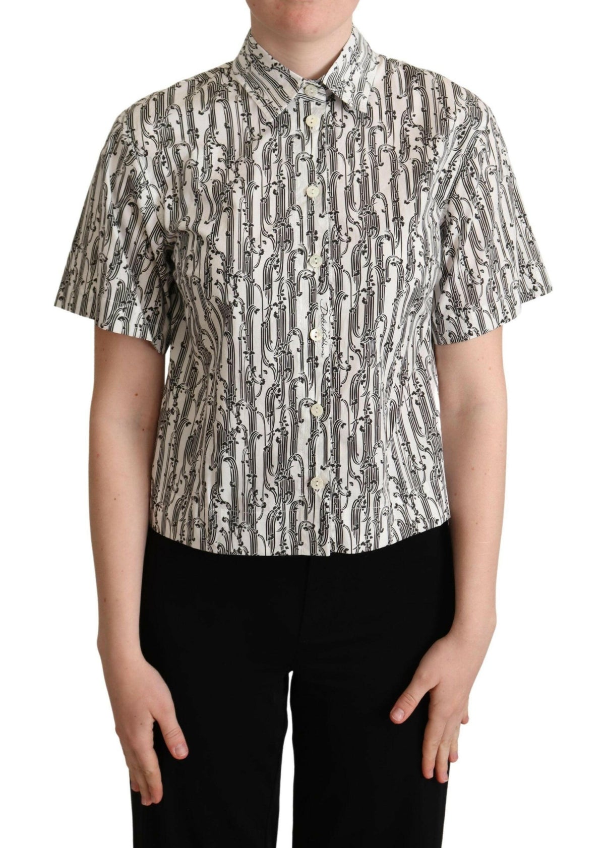 Dolce & Gabbana White Floral Collared Blouse Shirt -   -  Dolce & Gabbana.