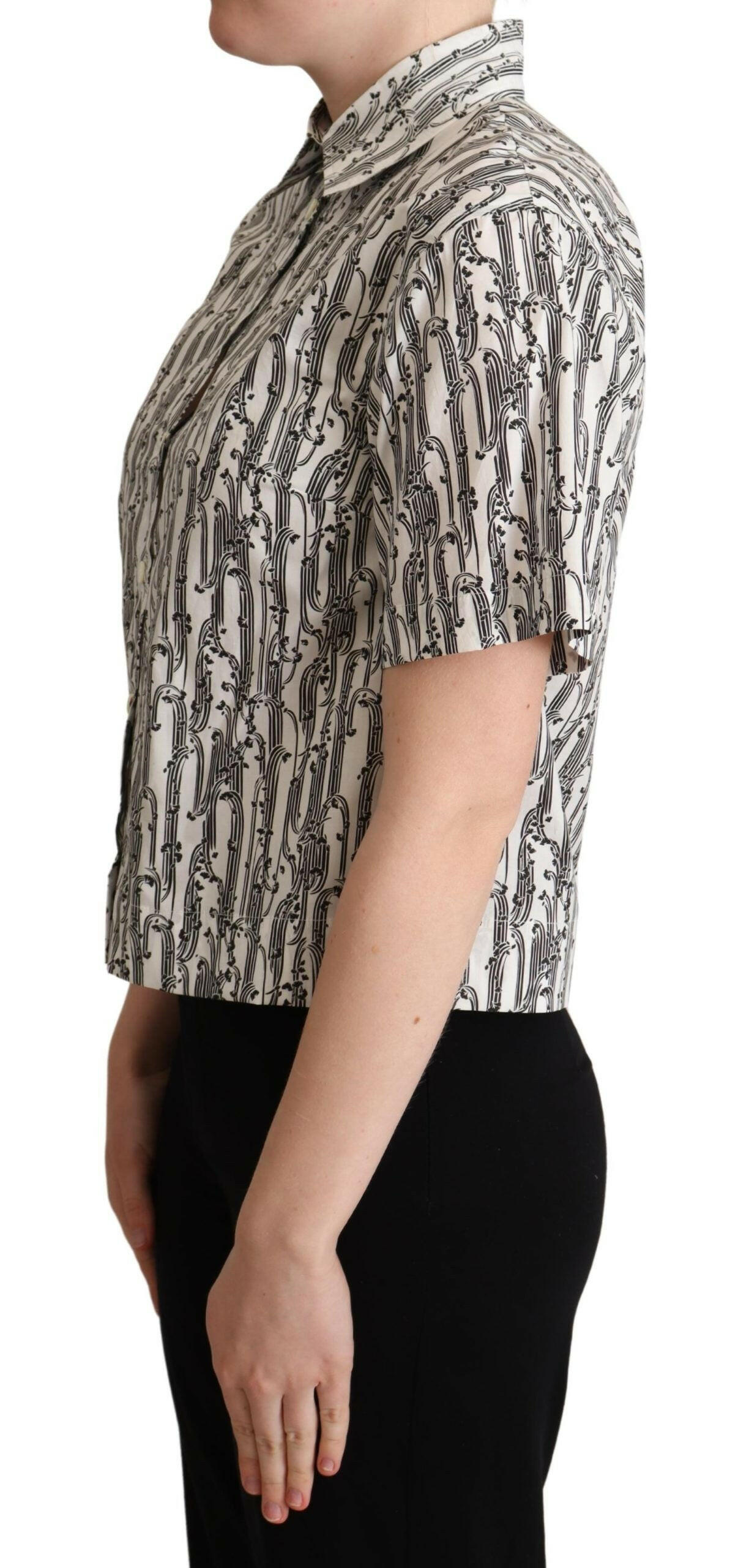 Dolce & Gabbana White Floral Collared Blouse Shirt -   -  Dolce & Gabbana.