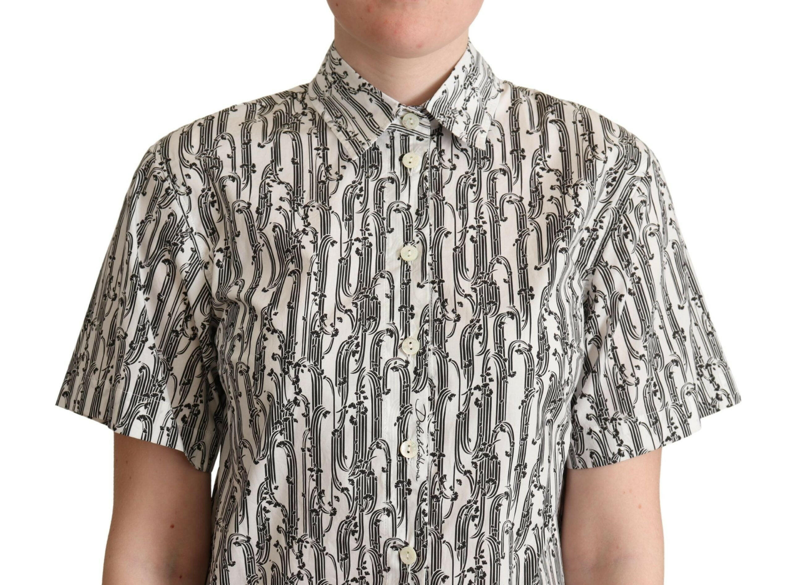 Dolce & Gabbana White Floral Collared Blouse Shirt -   -  Dolce & Gabbana.