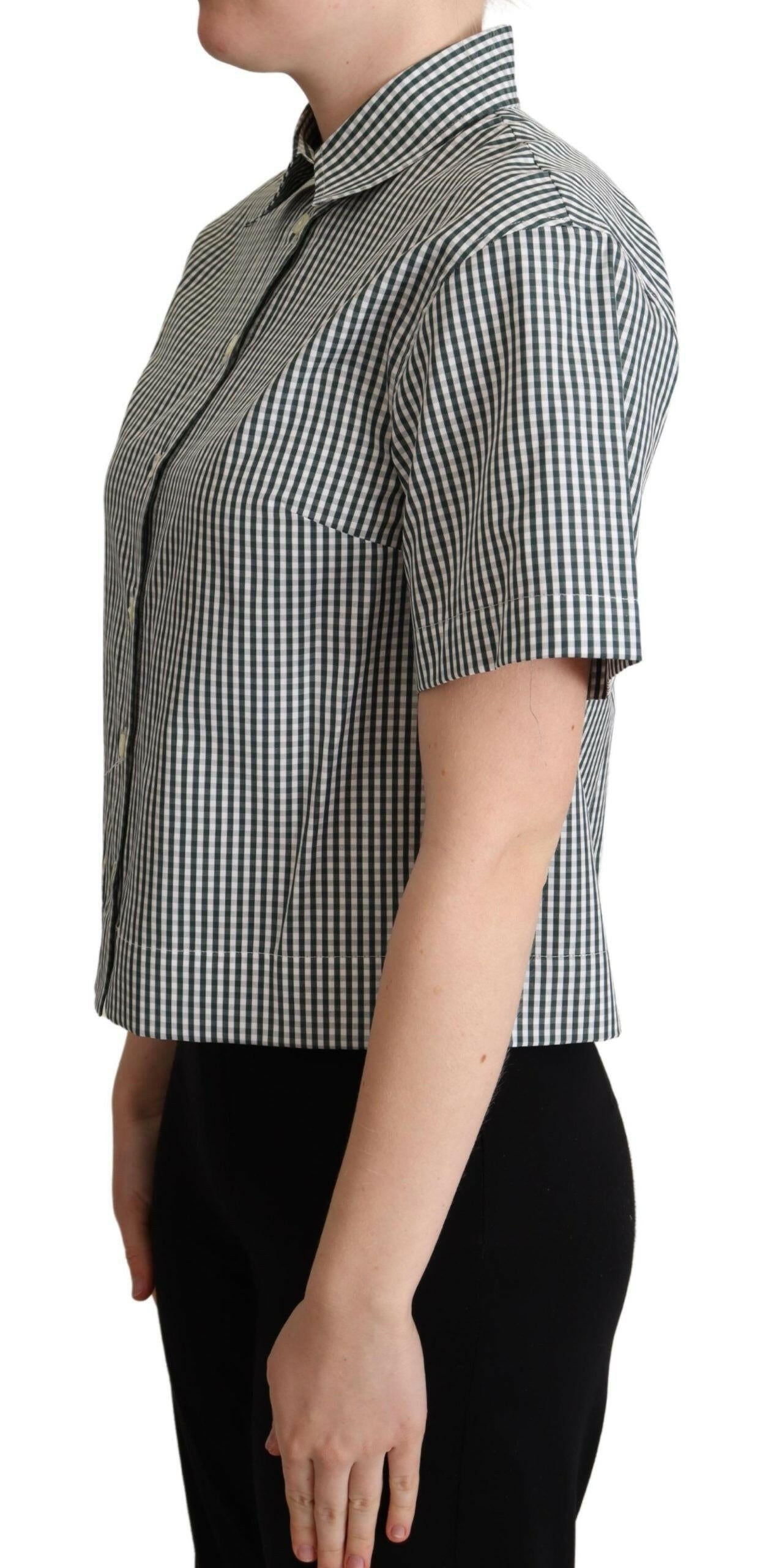 Dolce & Gabbana White Green Cotton Check Shirt Blouse Top -   -  Dolce & Gabbana.