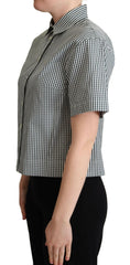 Dolce & Gabbana White Green Cotton Check Shirt Blouse Top -   -  Dolce & Gabbana.