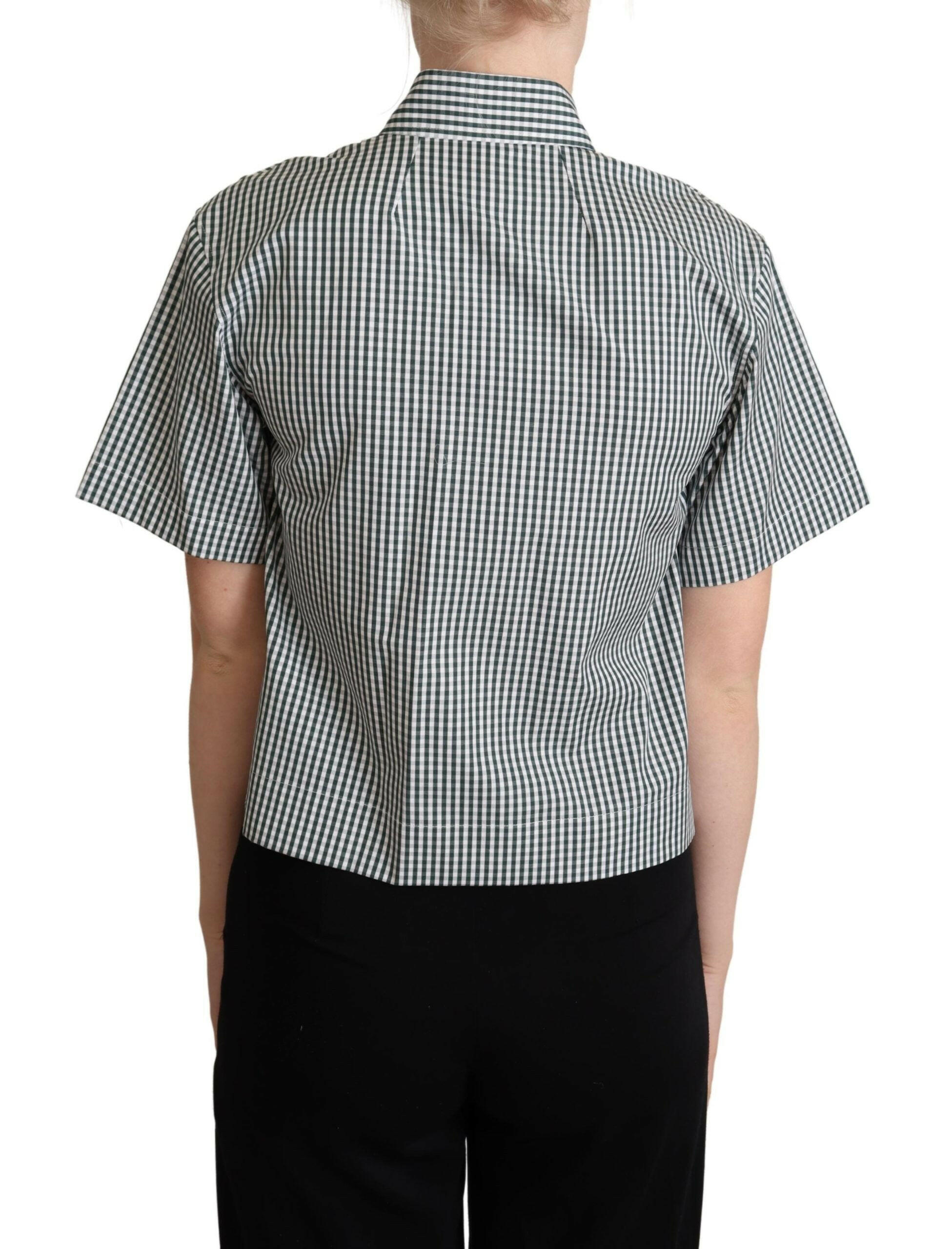 Dolce & Gabbana White Green Cotton Check Shirt Blouse Top -   -  Dolce & Gabbana.