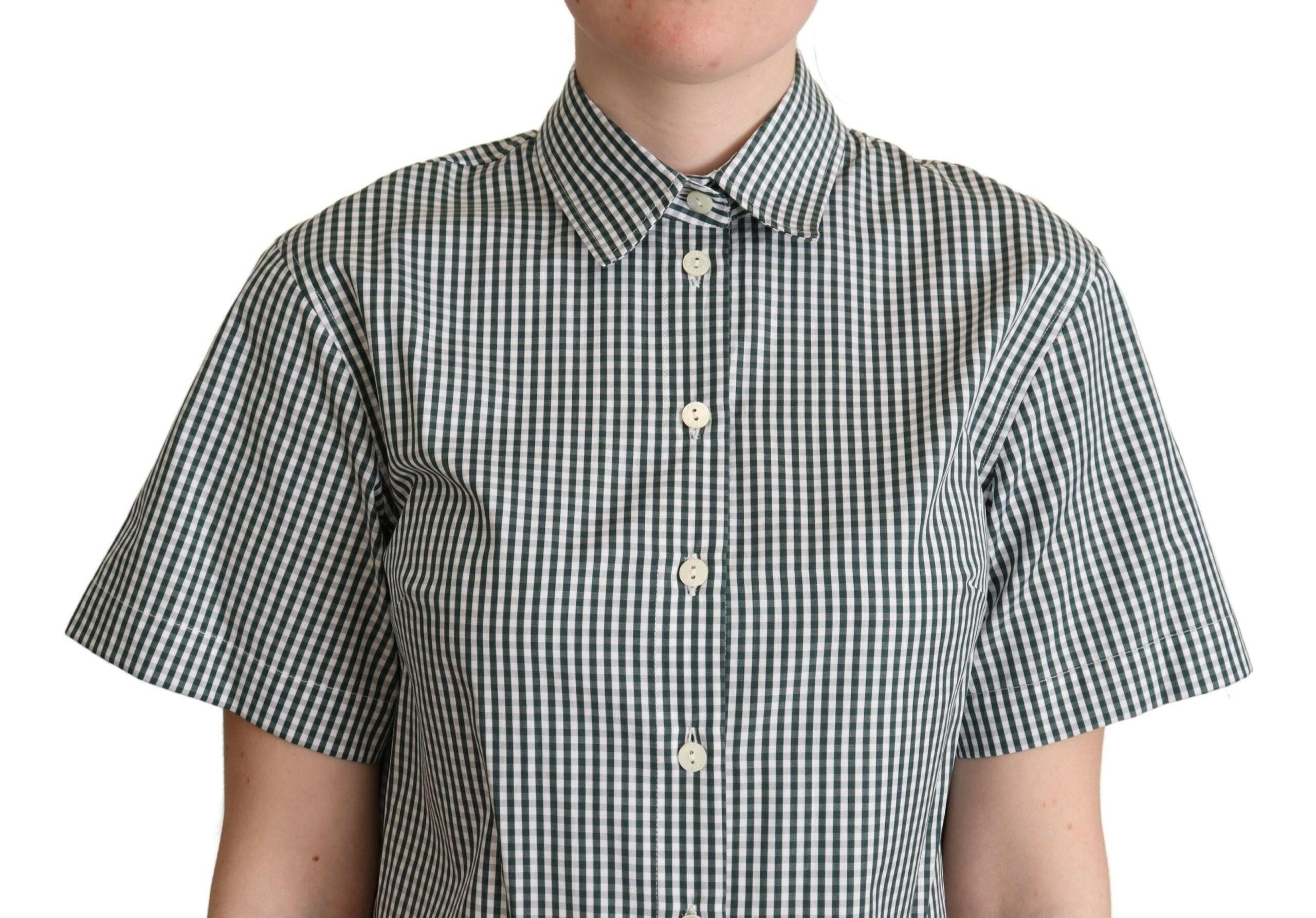 Dolce & Gabbana White Green Cotton Check Shirt Blouse Top -   -  Dolce & Gabbana.