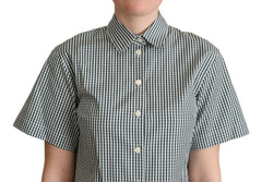 Dolce & Gabbana White Green Cotton Check Shirt Blouse Top -   -  Dolce & Gabbana.
