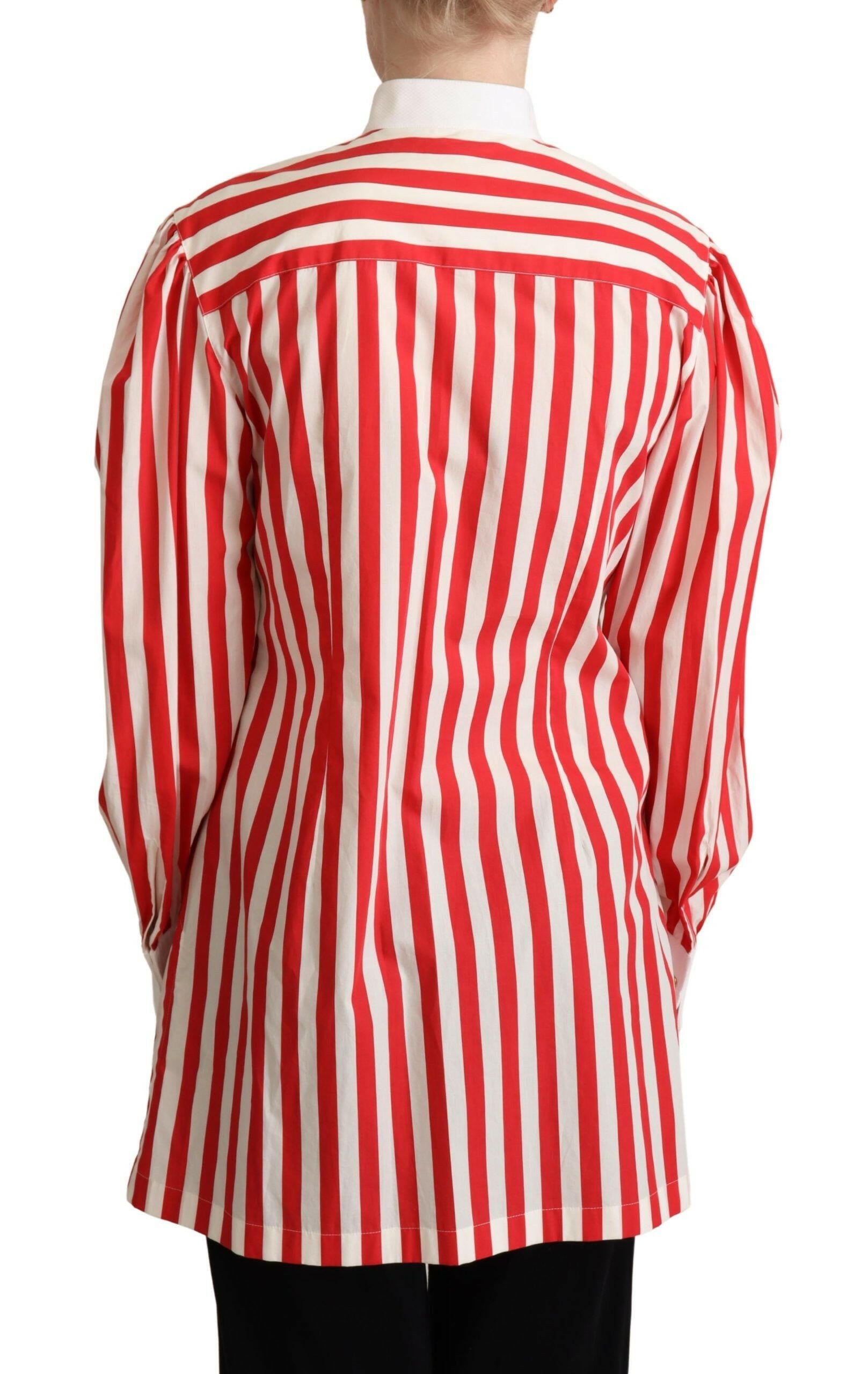 Dolce & Gabbana Red White Striped Long Sleeves Formal Shirt -   -  Dolce & Gabbana.
