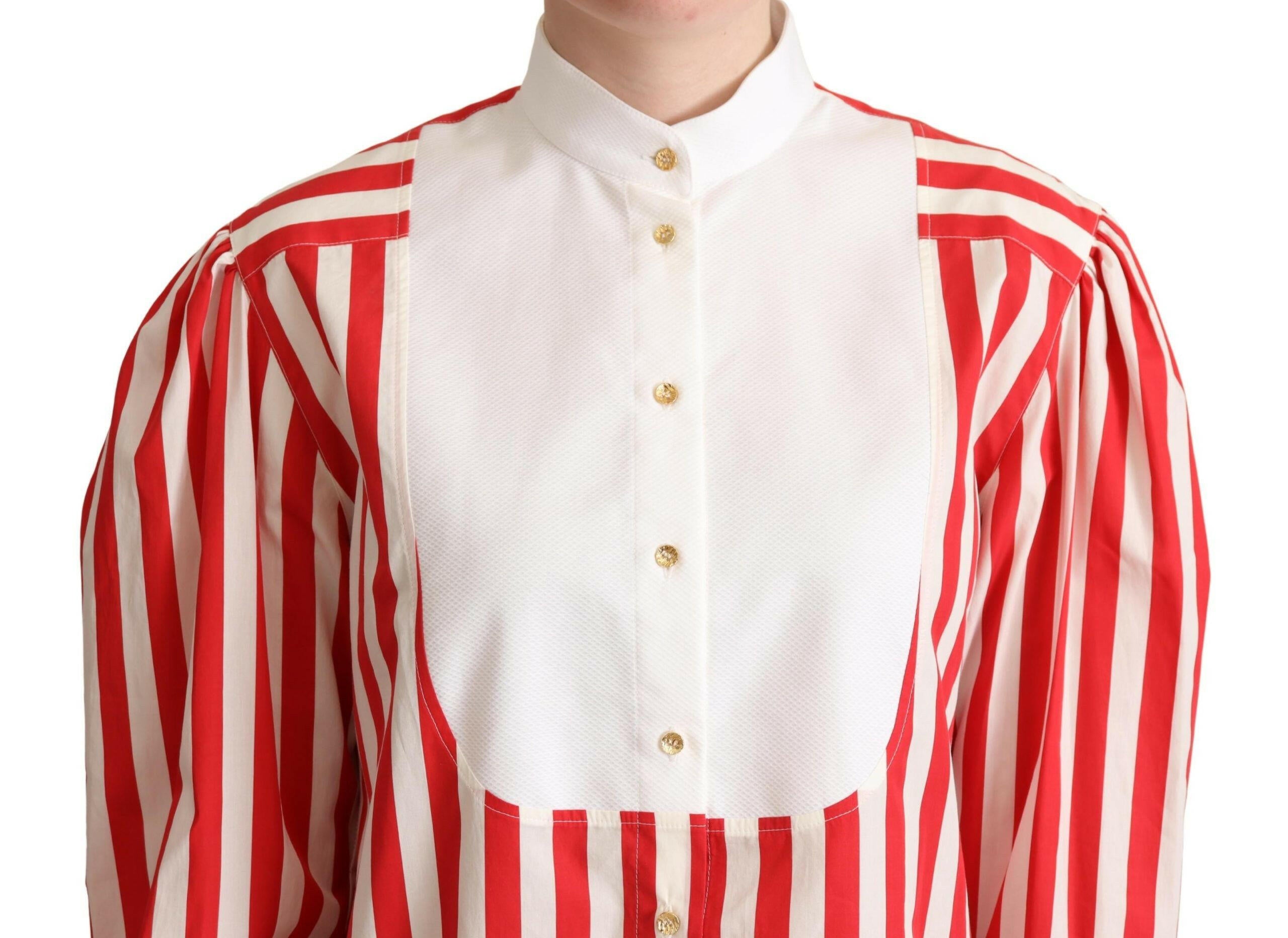 Dolce & Gabbana Red White Striped Long Sleeves Formal Shirt -   -  Dolce & Gabbana.