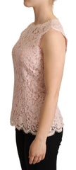 Dolce & Gabbana Pink Floral Lace Sleeveless Tank Blouse Top -   -  Dolce & Gabbana.