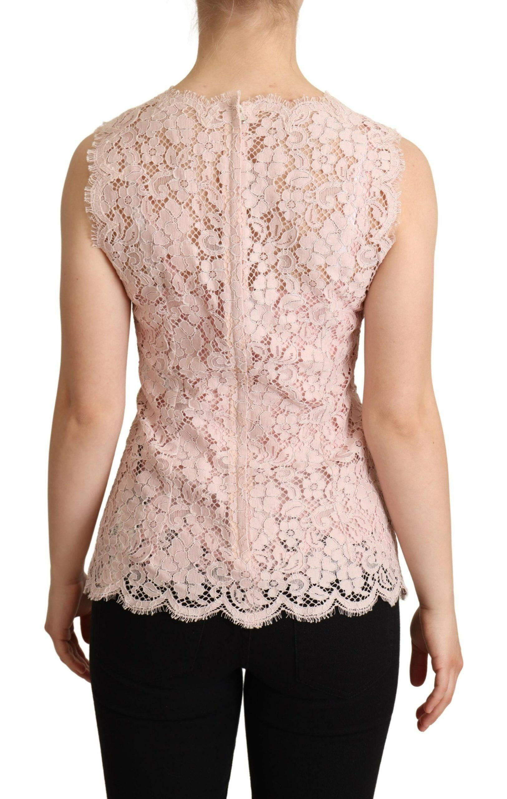 Dolce & Gabbana Pink Floral Lace Sleeveless Tank Blouse Top -   -  Dolce & Gabbana.