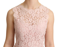 Dolce & Gabbana Pink Floral Lace Sleeveless Tank Blouse Top -   -  Dolce & Gabbana.