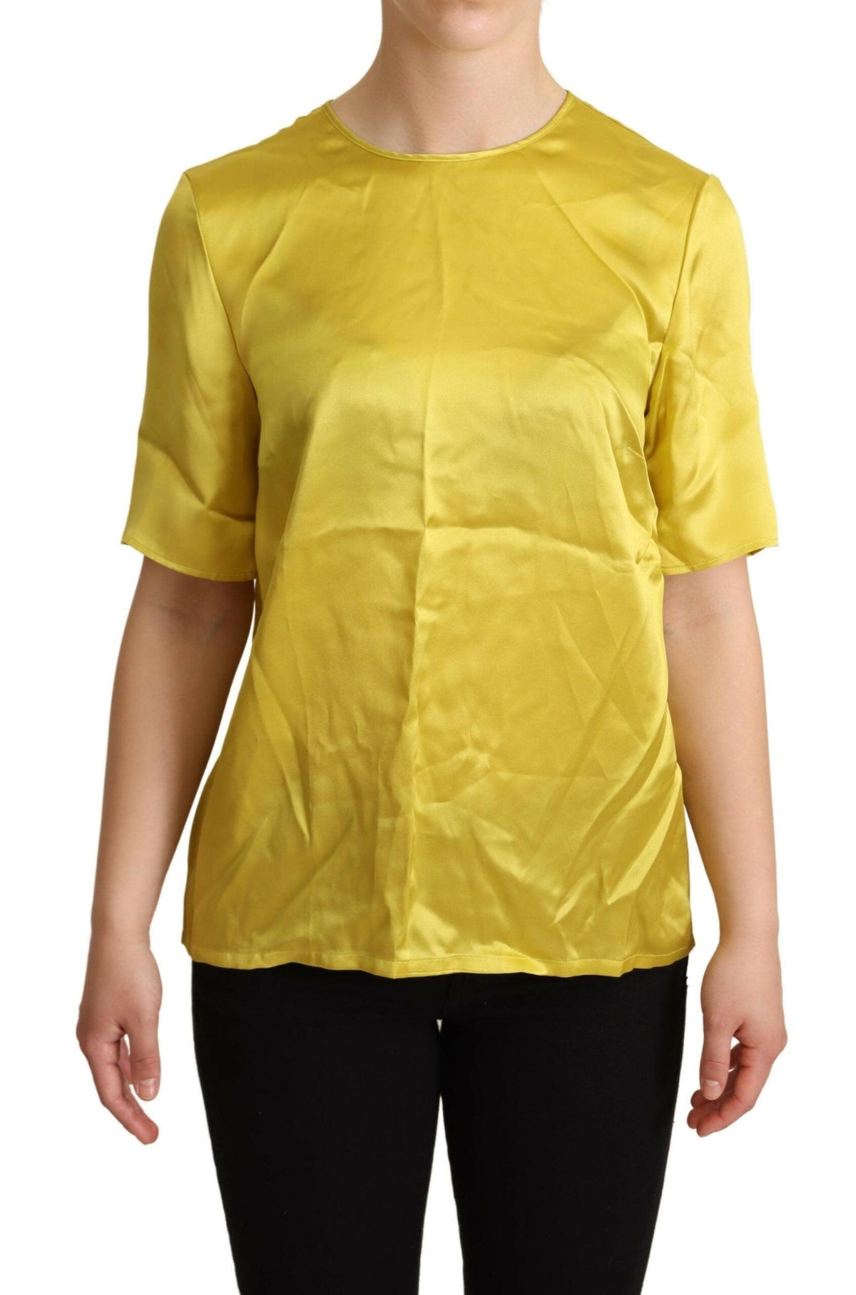Dolce & Gabbana Yellow Silk Short Sleeve Blouse T-shirt -   -  Dolce & Gabbana.