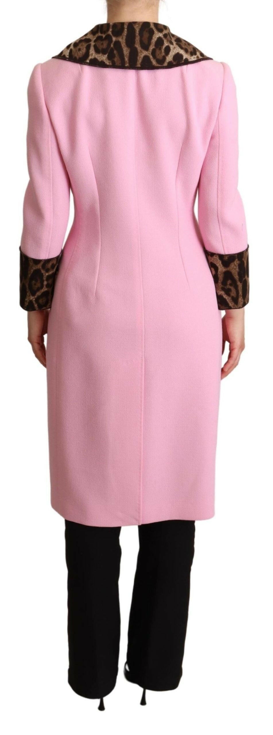 Dolce & Gabbana Pink Leopard Wool Trenchcoat Jacket -   -  Dolce & Gabbana.