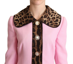 Dolce & Gabbana Pink Leopard Wool Trenchcoat Jacket -   -  Dolce & Gabbana.