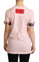 Dolce & Gabbana Pink Cotton Floral Roses Crewneck T-shirt -   -  Dolce & Gabbana.