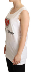 Dolce & Gabbana White La Moda Crystal Tank Top T-shirt -   -  Dolce & Gabbana.