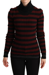 Dolce & Gabbana Black Red Striped Wool Pullover Sweater -   -  Dolce & Gabbana.