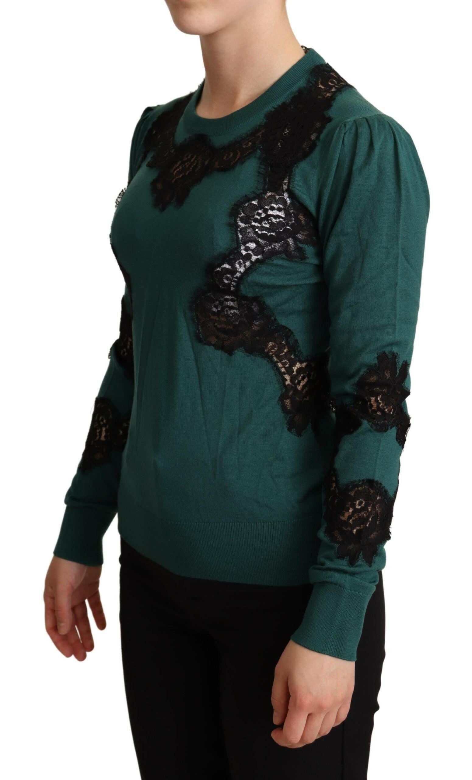 Dolce & Gabbana Green Wool Crewneck Sweater -   -  Dolce & Gabbana.