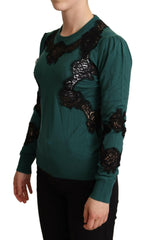 Dolce & Gabbana Green Wool Crewneck Sweater -   -  Dolce & Gabbana.