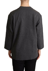 Dolce & Gabbana Gray Embroidered Women Pullover Sweater -   -  Dolce & Gabbana.