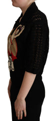 Dolce & Gabbana Black Embroidered Knitted Cotton Sweater -   -  Dolce & Gabbana.