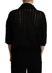 Dolce & Gabbana Black Embroidered Knitted Cotton Sweater -   -  Dolce & Gabbana.