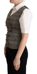 Dolce & Gabbana Gray Checkered Sleeveless Waistcoat Vest -   -  Dolce & Gabbana.