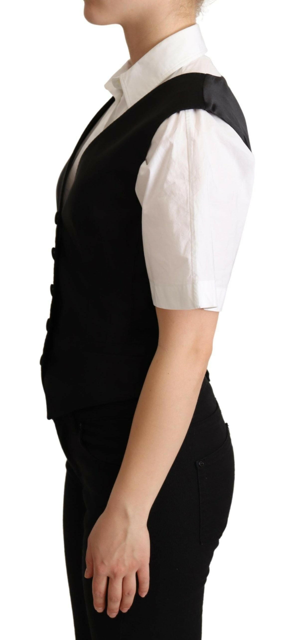 Dolce & Gabbana Black Silk Sleeveless Waistcoat Vest -   -  Dolce & Gabbana.