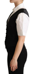 Dolce & Gabbana Black Silk Sleeveless Waistcoat Vest -   -  Dolce & Gabbana.