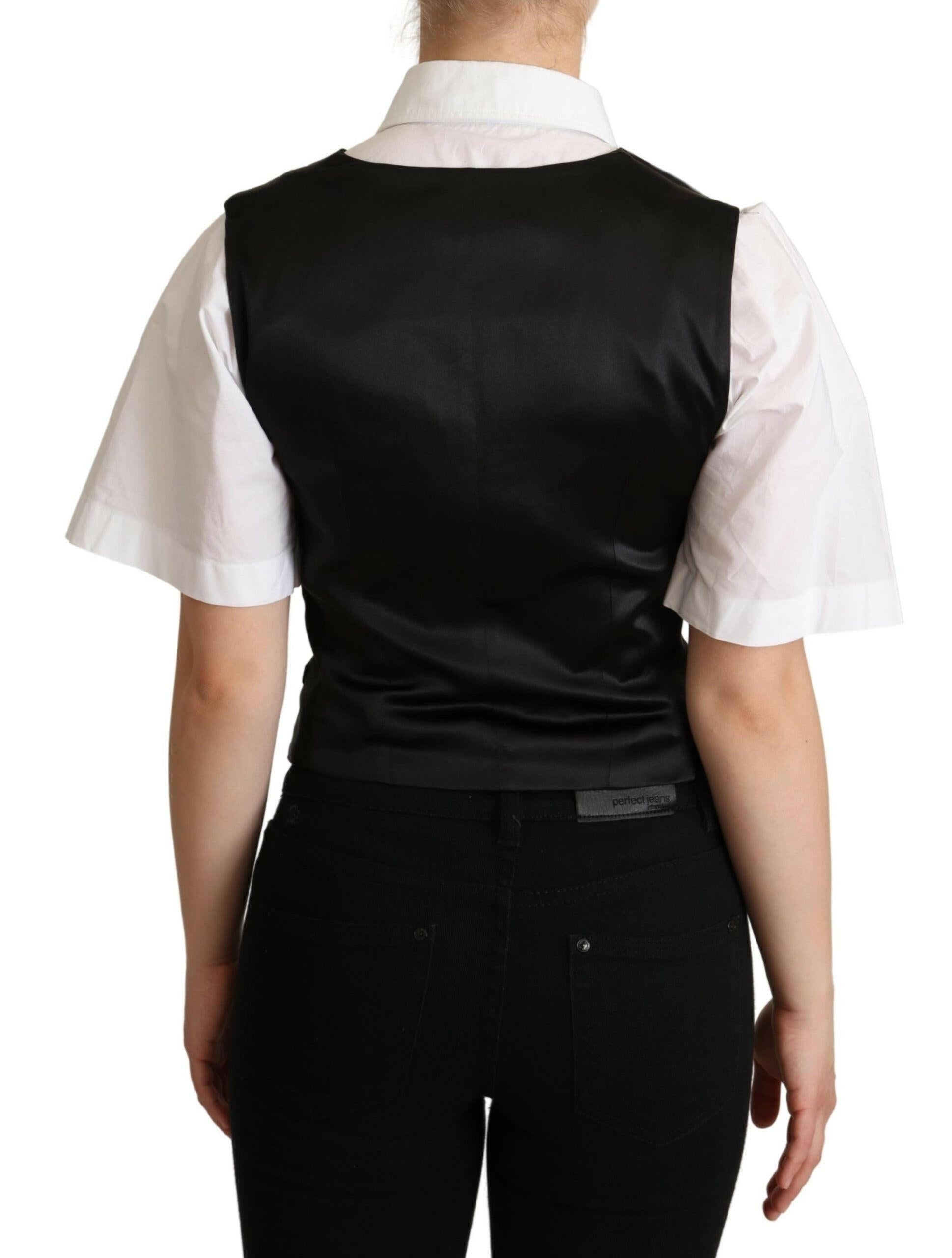 Dolce & Gabbana Black Silk Sleeveless Waistcoat Vest -   -  Dolce & Gabbana.
